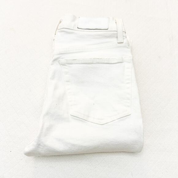 Re/Done 70's Stovepipe Vicky Worn White Button Fly Denim Jeans Raw Hem Size 26 - Picture 1 of 9
